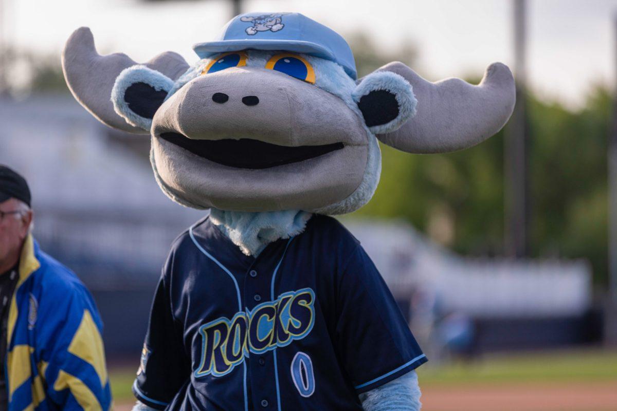 Rocky Bluewinkle is all smiles during the double-header sweep.  Thursday, April 27, 2023. - Staff Photographer / Joe Capuyan