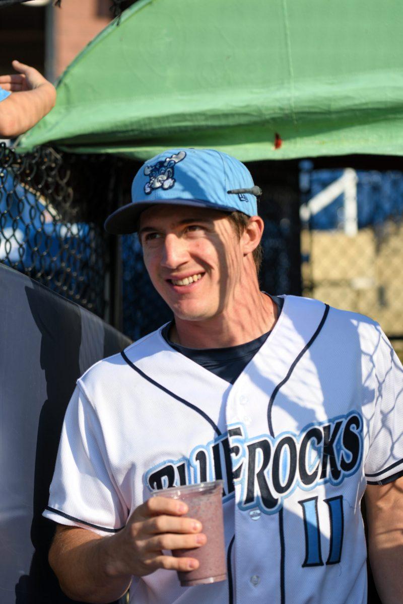 Blue Rocks outfielder Jacob Young went 4-4 with a walk on Saturday. Friday, May 12th, 2023. - Staff Photographer / Tyrese Williams