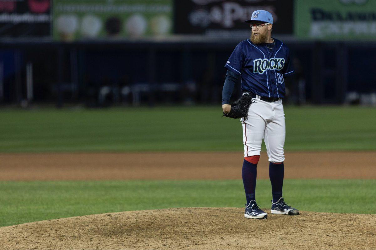 Two time All-Star Sean Doolittle looks home during his rehab assignment for the Blue Rocks. Saturday, May 27, 2023. - Photo via @WilmBlueRocks on Twitter