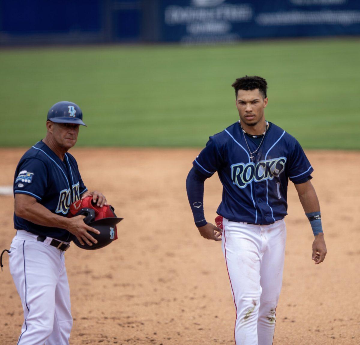 Nationals 15th ranked prospect Dylan Lile gets settled in during his first homestand with the Blue Rocks. Wednesday, July 19, 2023. - Staff Photographer / Joe Capuyan