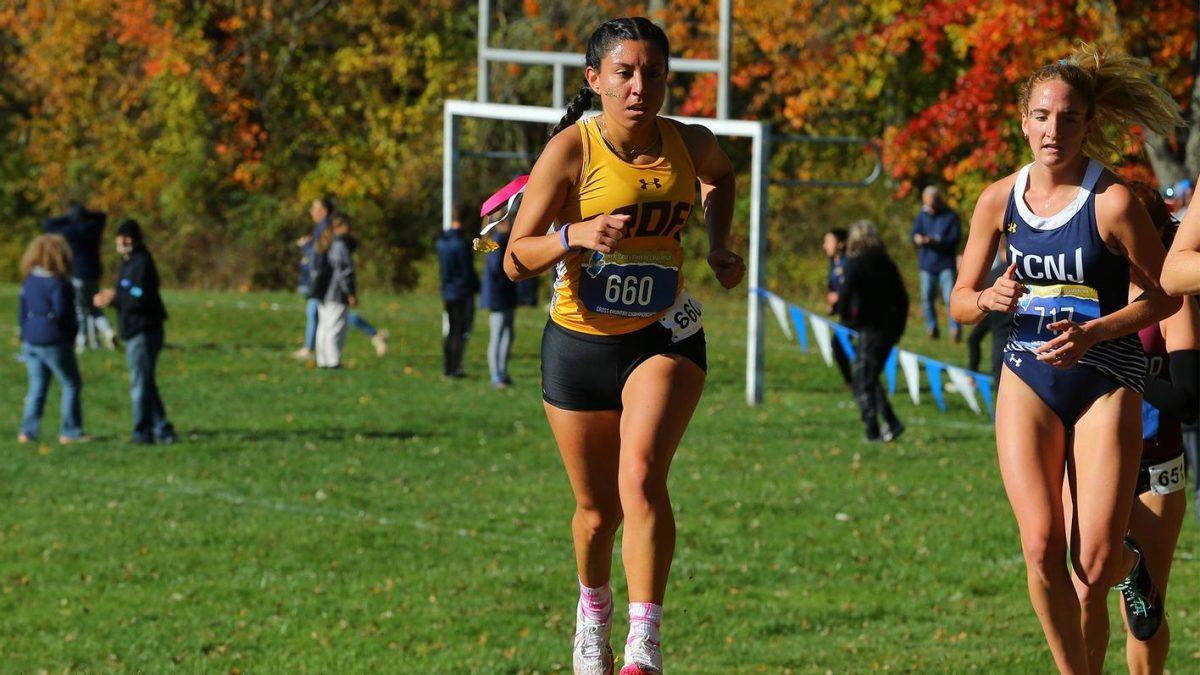 Mia Guerra competes in a race. Guerra earned the top time for the Profs in the 6k race at the Dickinson Long/Short Run Invitational. - Photo via Rowan Athletics