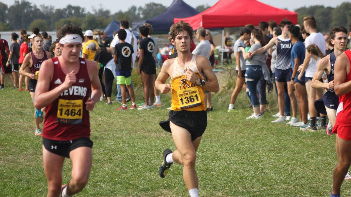 Jacob Riley runs in a race. Riley ran in the 8k two weeks ago at the Paul Short Run. - Photo via Rowan Athletics