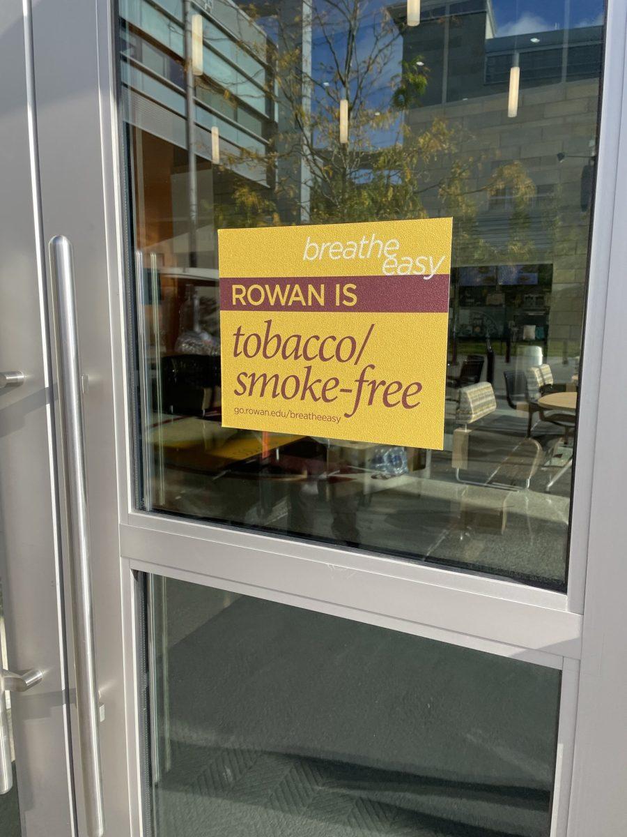 Since the announcement of these new smoke-free policies, signs like this one outside Engineering Hall have been placed on buildings around campus. - Staff Writer / Sarah Shockey