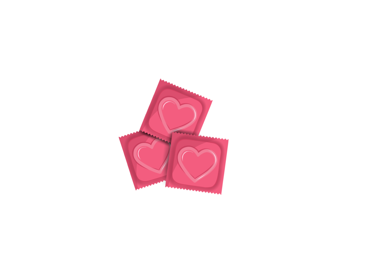 Heart-shaped condoms. - Graphics Editor/ Julia Quennessen