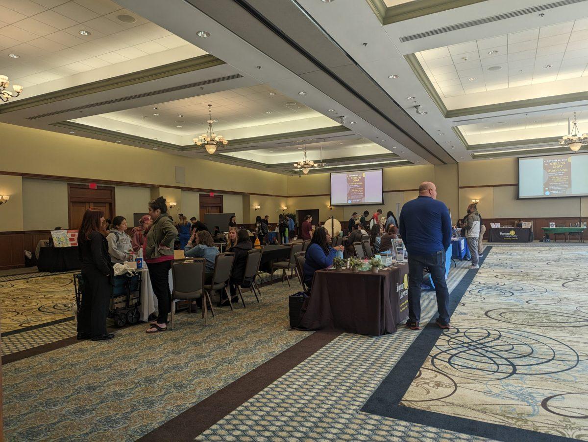 Resource tables line the Student Center's Eynon Ballroom. - Contributor / Khansa Samreen