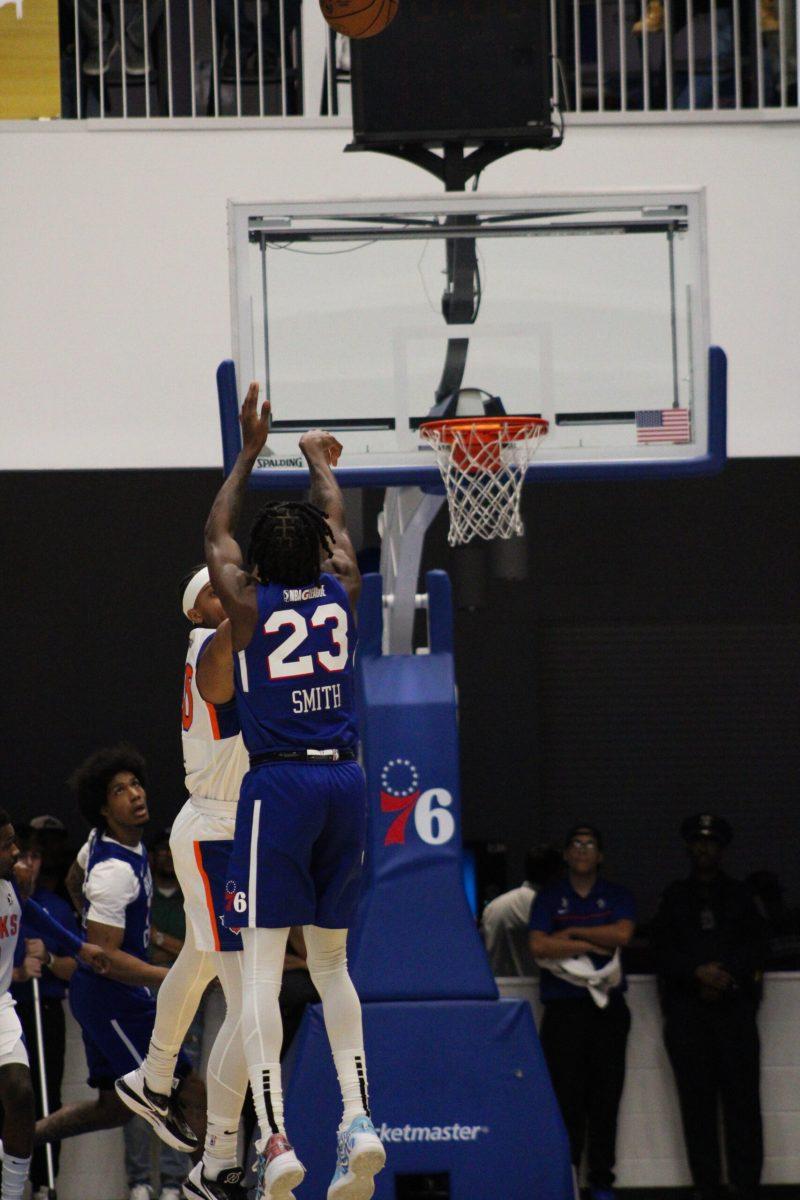 Terquavion Smith rises for a jump shot. Smith recorded 37 points off the bench in the Blue Coats season-opener. - Friday, Nov. 10, 2023. - Photo via Payton Tuorto