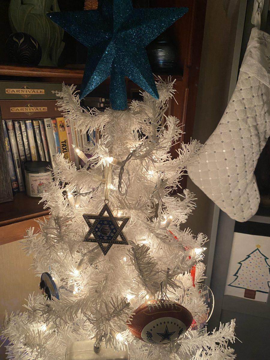 Britt's white Christmas tree featuring a Star of David ornament. - Staff Writer / Paige Britt. 