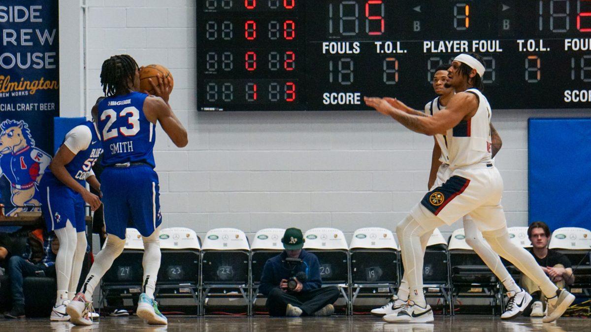 Terquavion Smith rises for a three point shot. Smith recorded 28 points, six rebounds, and five assists off the bench in the loss to the Celtics. - Friday, Feb. 23, 2024. - Photo via Payton Tuorto