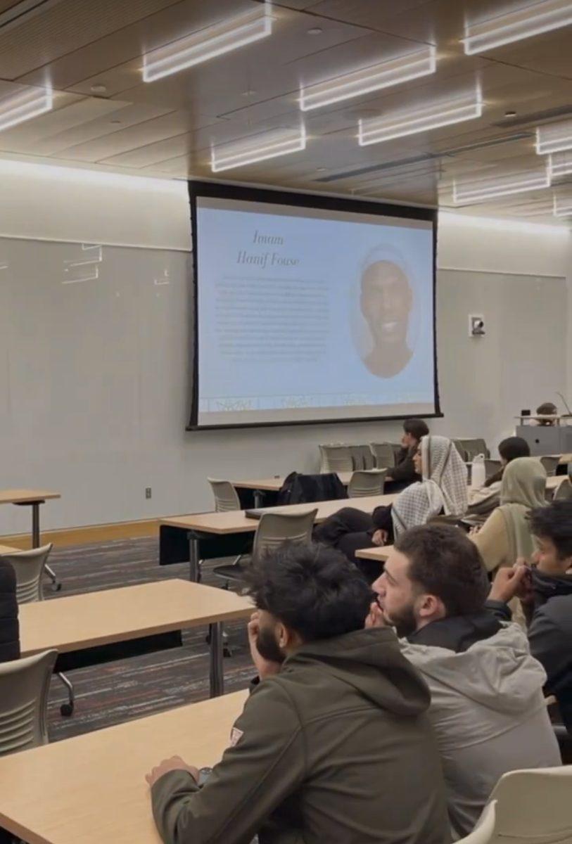 Students settle in to hear from Imam Hanif Fouse. - Photo via @rowanmsa on Instagram