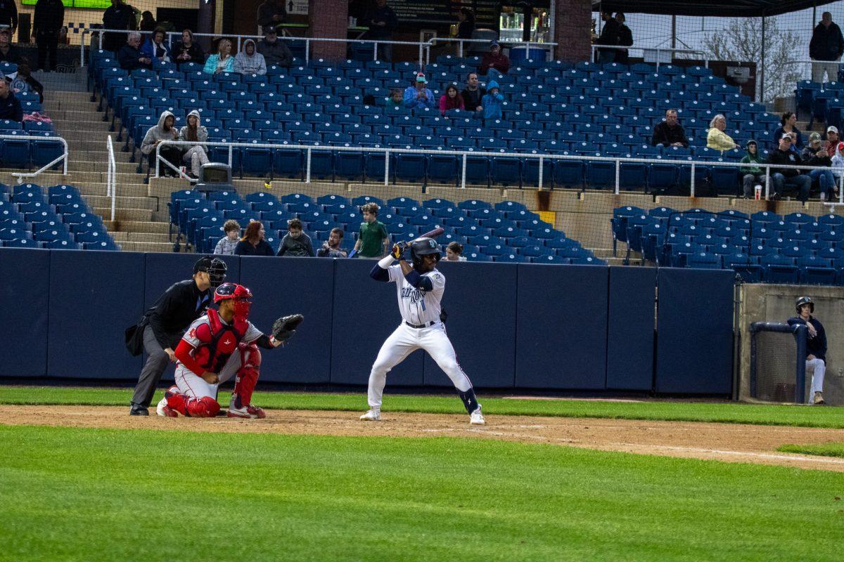 Johnathon Thomas at the plate. Thomas was a key contributor in the Blue Rocks' win on Saturday, April 20. - Wednesday, April 17, 2024 / Photo via Payton Tuorto