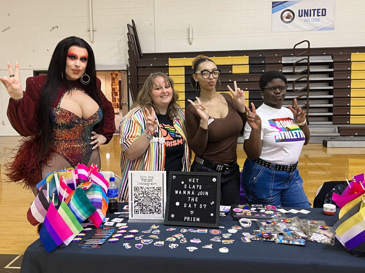 From left to right, Ophelia Bawdy, Mack Reilly, Ari Little, and Joy Acheampong at the Prism Table for SJICR Pride Fest 2024 - Staff Writer / Beth Cimaglia