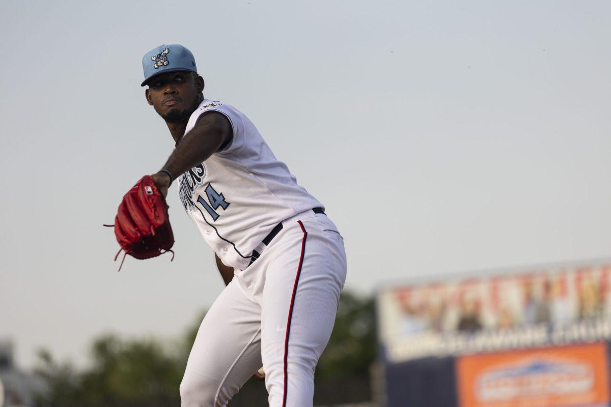 Rodney Theophile delivers the pitch. Theophile recorded 10 strikeouts in the win. - Tuesday, June 18, 2024. / Photo via Ryan Griffith