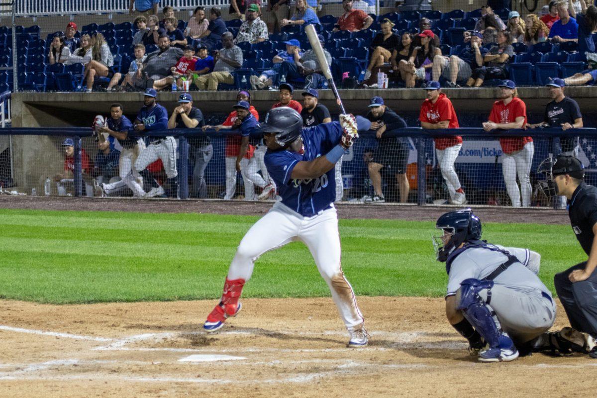 T.J. White loads up at the plate. The 20-year-old went 1-2 with an RBI double in Game 2 of the Blue Rocks' doubleheader against the Renegades. - Thursday, June 6, 2024 / Photo via Payton Tuorto