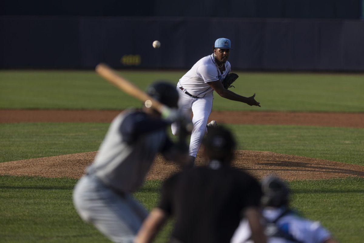 Jarlin Susana delivers the pitch. Susana struck out five in his High-A debut. - Tuesday, July 9, 2024. / Photo via Ryan Griffith