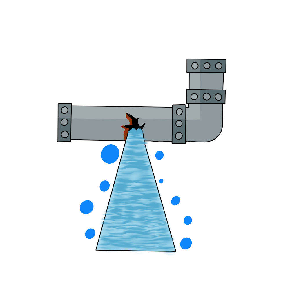 The break temporarily cut off water from five Rowan buildings. - Graphics Editor / Brendan Cohen