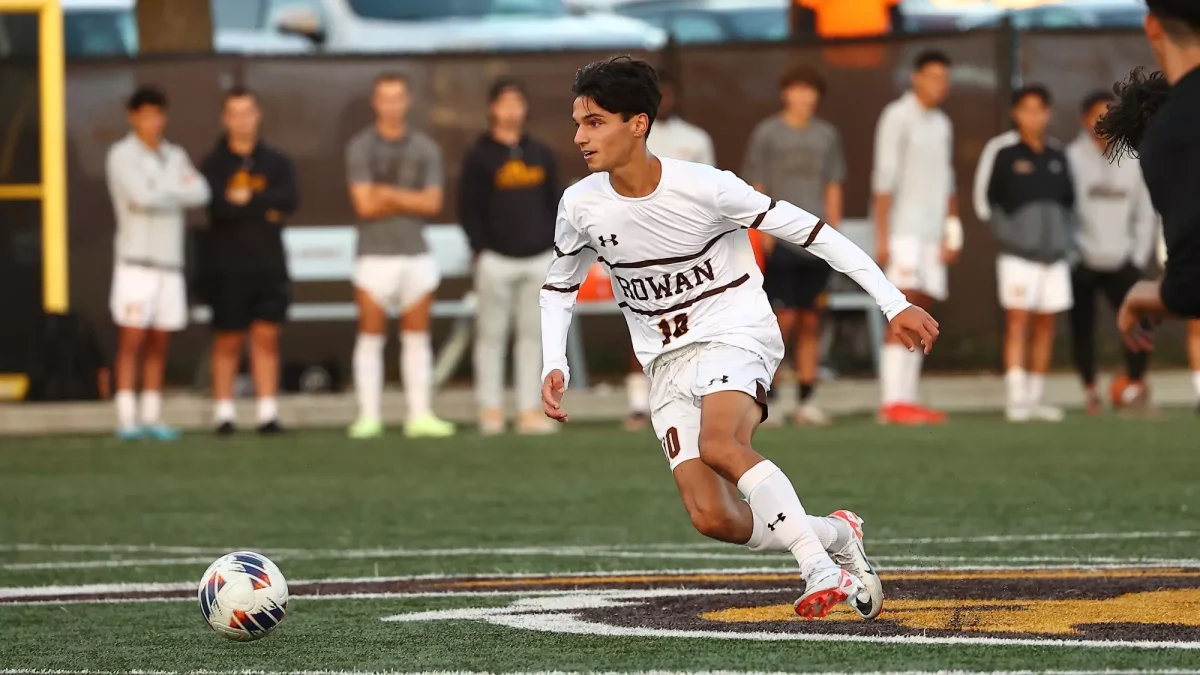 Davide Caputo attacks the defense. Caputo scored the Profs lone goal in the victory on Wednesday. - Photo via Rowan Athletics