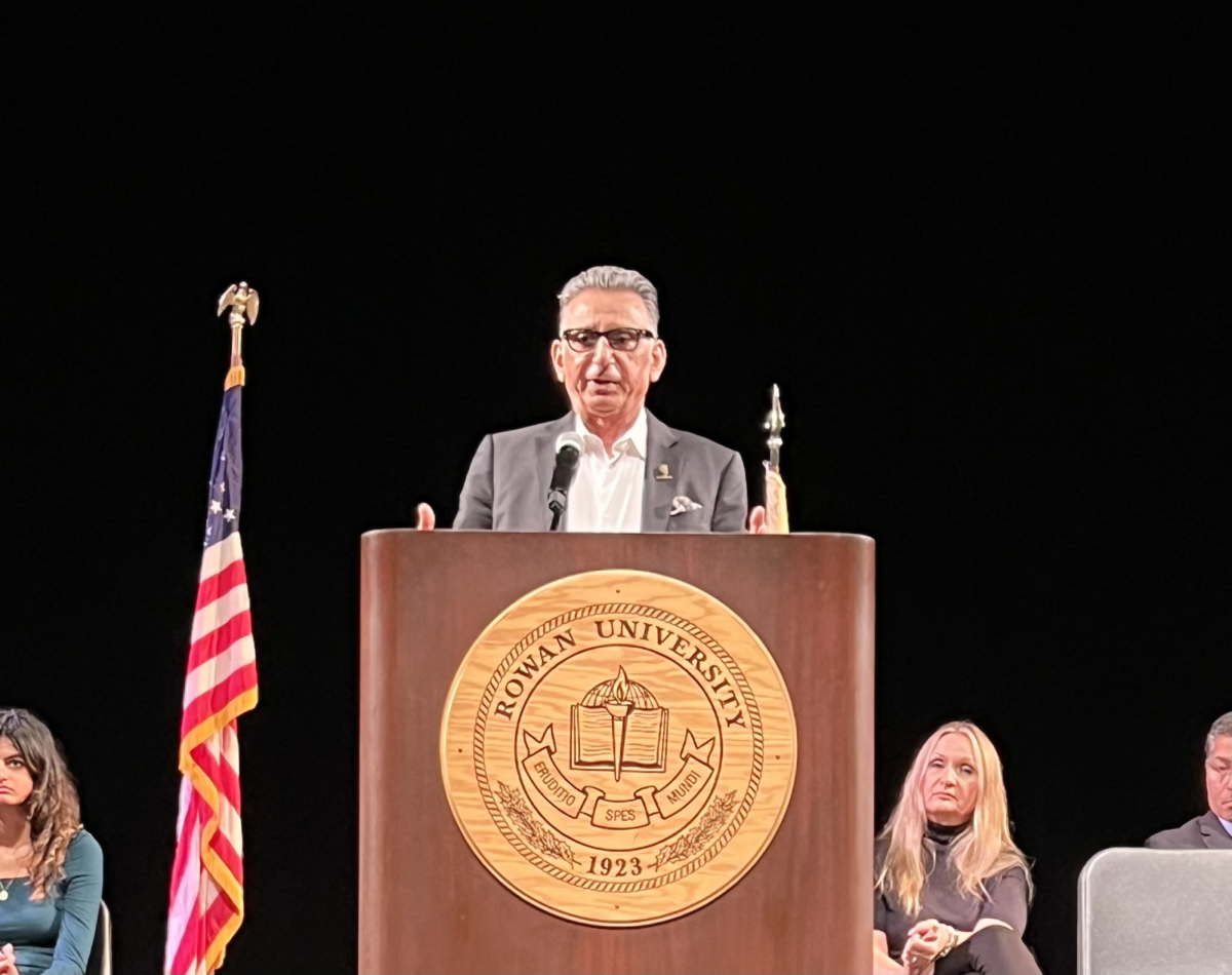 President Ali Houshmand addresses crowd in Pfleeger Concert Hall. - Arts & Entertainment Editor / Beth Cimaglia