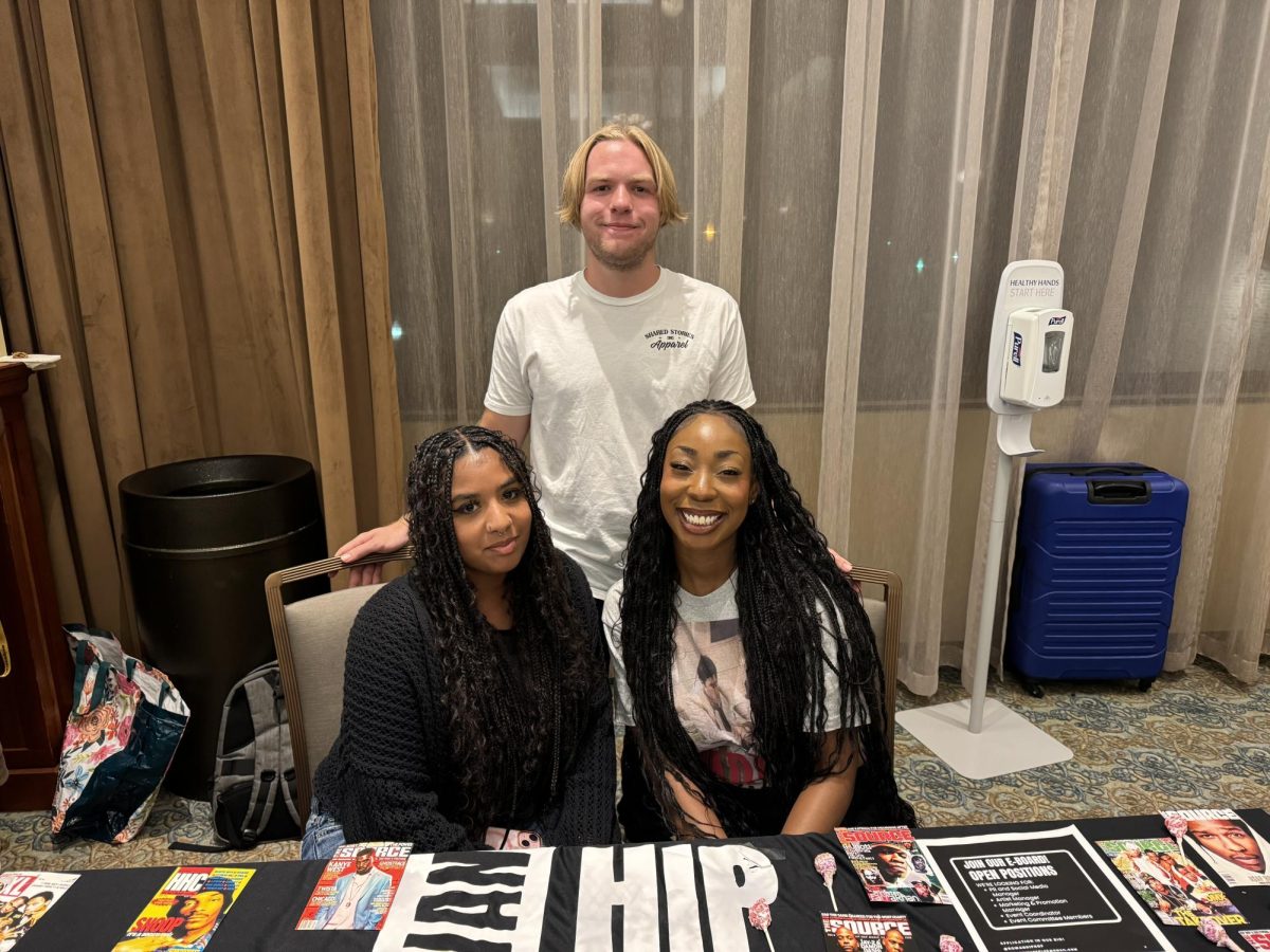 Yashira Guzman, founder and president of Rowan Hip Hop (left), Jack Mammon, senator, and Nyrah Wardlow-Matthews, vice president of Rowan Hip Hop, joined the event to introduce their new club, inviting all students who love hip hop, are artists, or simply enjoy the culture. - Staff Writer /  Essence Holman