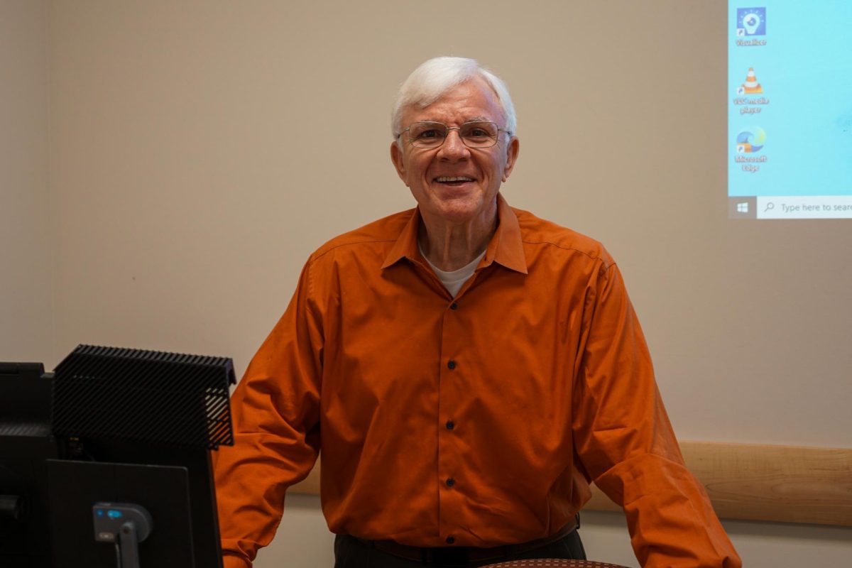 Kipp Matalucci poses for a photo after his class in James Hall. - Photography Editor / Gavin Schweiger.