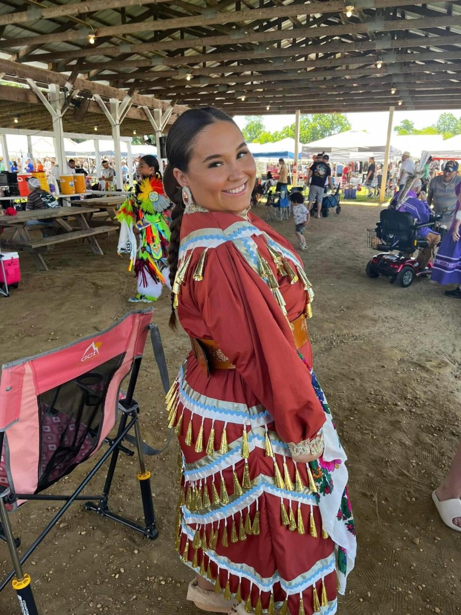 "These events included speaking engagements in different classes and halls, and the tribe’s dance group also came to the campus for a performance as a show of the continuing culture of the Nation." - Photo via Brianna Dagostino