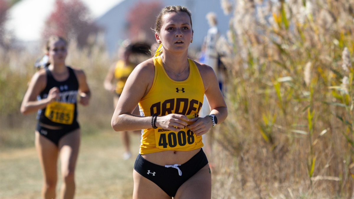 Ava Rizzo competes in a race. - Photo via Rowan Athletics