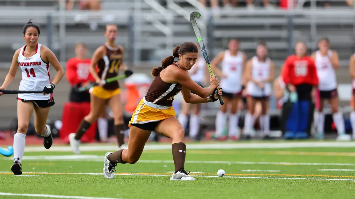 Allie Palumbo shoots a shot. Palumbo got the Profs on the board first with an early goal. - Photo via Rowan Athletics