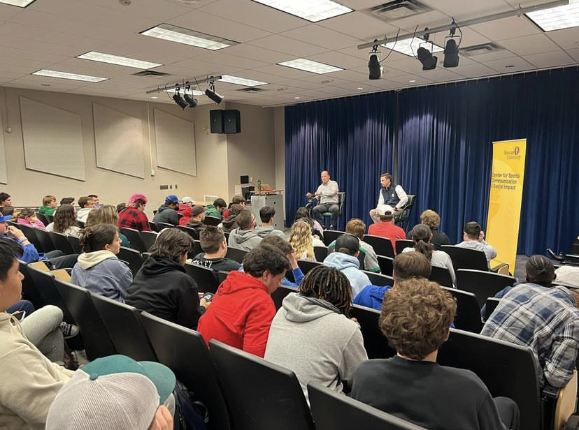 Anthony Figazzotto speaking to students at Pizza with the Pros. - Staff Writer / Curtis Ulrich