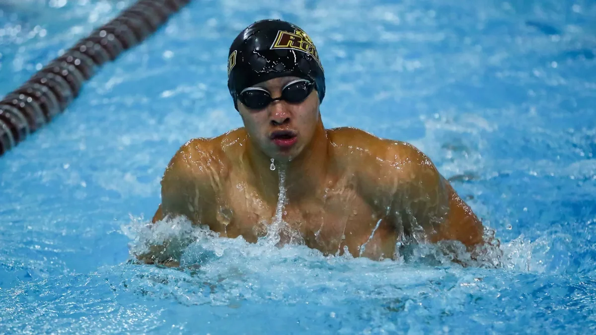 Gavin Luong competes in a race. Luong recorded a first place finish in the 50 freestyle. - Photo via Rowan Athletics