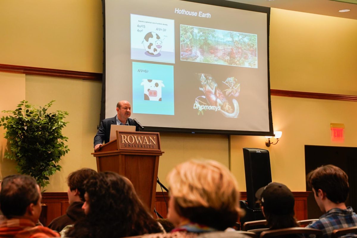 Michael Mann speaks about his book chapter,  "Hothouse Earth," in Eynon Ballroom. Glassboro, NJ. Monday, Feb. 24, 2025. - Photography Editor / Gavin Schweiger