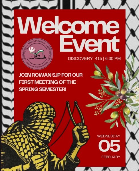 The welcome event flyer that received complaints leaded to SJP's suspension by Rowan. - Photo via @rowansjp on Instagram