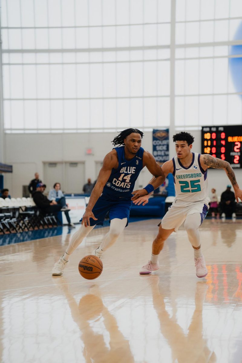 Ricky Council IV drives to the hoop. The second-year player scored a career-high 40 points against the Swarm. - Photo via Shamar Swann