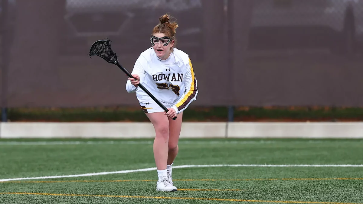 Elaina Corson gets ready to attack the defense. Corson scored six goals in the 14-3 win. - Photo via Rowan Athletics