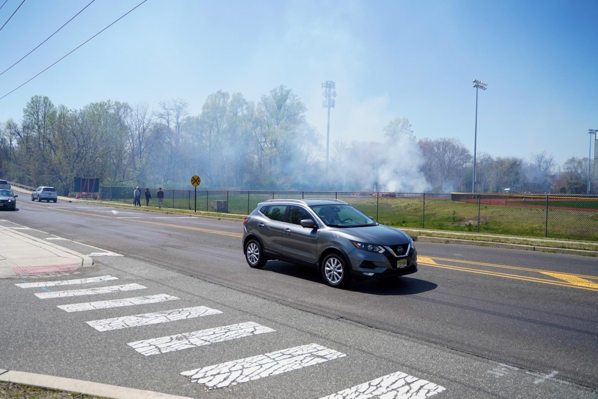 Glassboro fire officials work to put out the fire at the Glassboro High School. Glassboro, NJ. Thursday, April 17, 2025. - Photography Editor / Gavin Schweiger