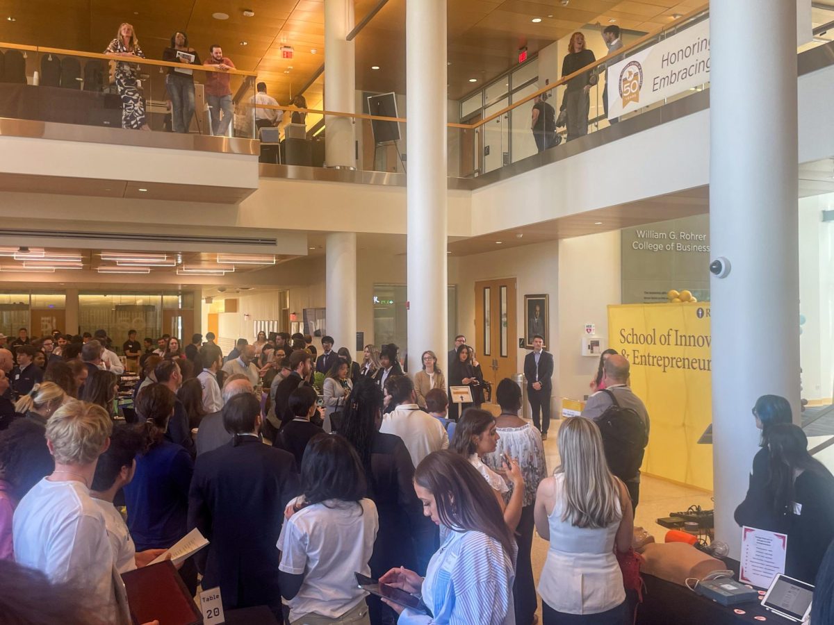 People gather to listen to the opening speech before the New Venture Expo. Glassboro, NJ. April 18, 2025. - Staff Writer / Alexander Cruz
