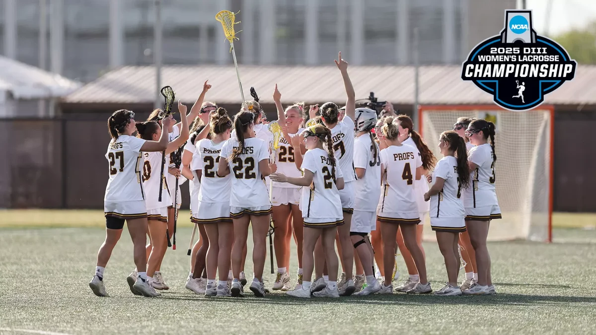 Rowan women's lacrosse huddles together on the field. The team has earned their first bid to the NCAA tournament since 2018. - Photo via Rowan Athletics