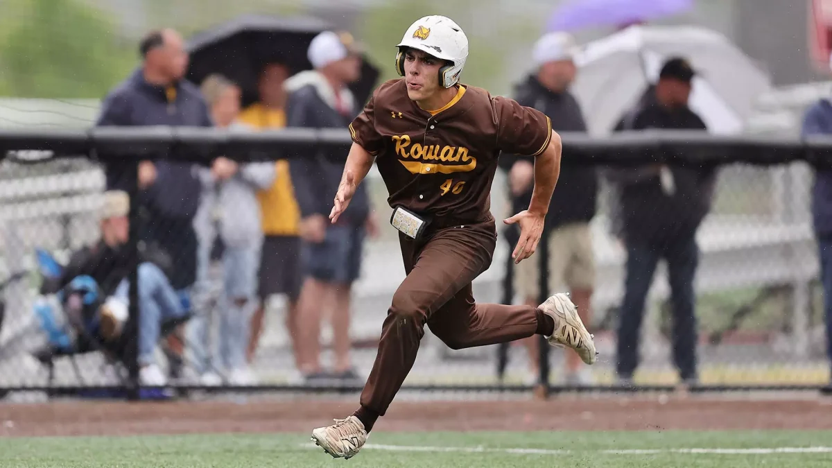 Damon Suriani heads for home plate. Suriani went 2-for-3 in the loss to TCNJ. - Photo via Rowan Athletics