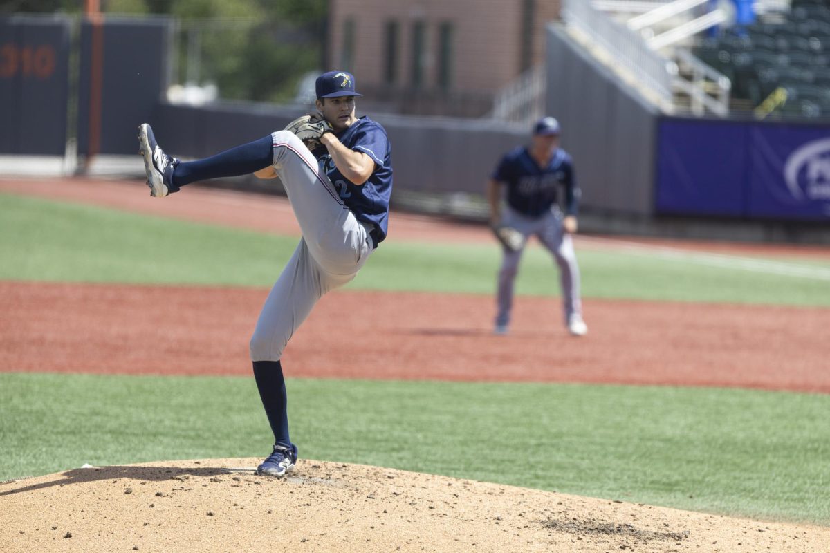 Travis Sykora delivers the pitch. Sykora threw six shutout innings against Hudson Valley. - Photo via Ryan Griffith