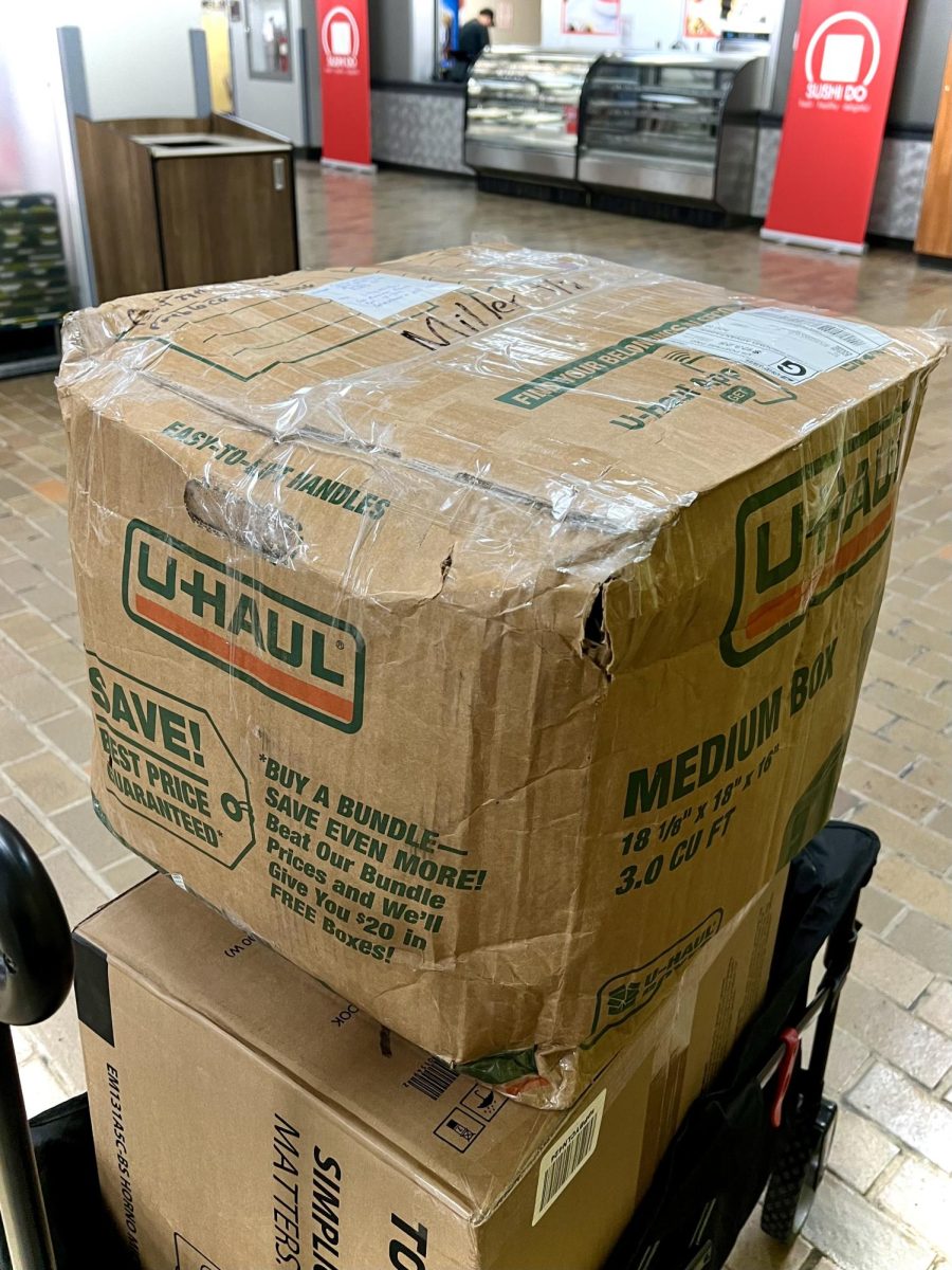 "I have been told that I’m smart for bringing my rolling cart with me to pick up packages. The fact of the matter is, this is the only way I can take a 50-pound box back to my apartment." (Lily Miller/Opinion Editor)