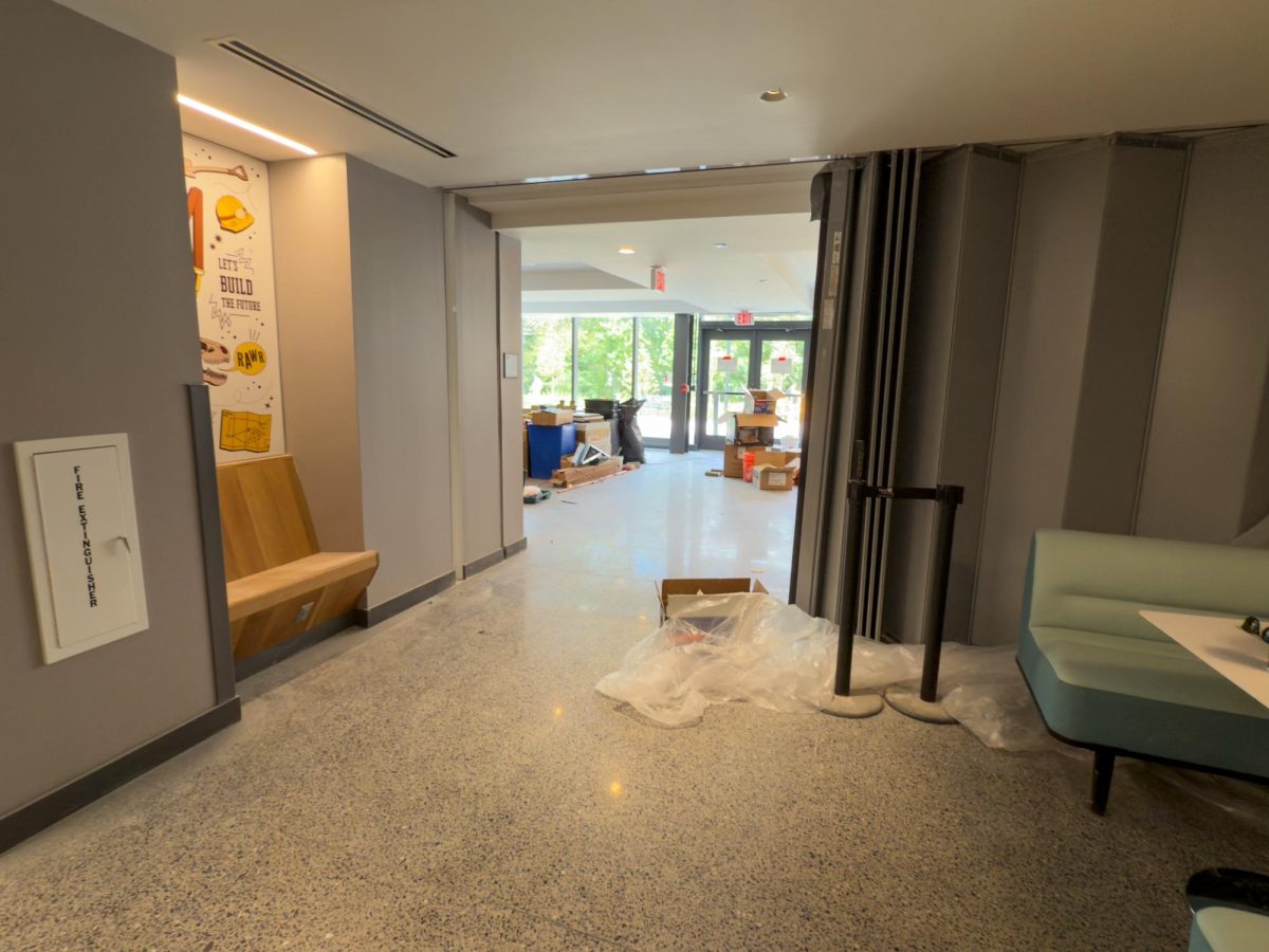 The Saxbys cafe on the first floor of the Chamberlain Student Center still under construction. Tuesday, September 9, 2025. Glassboro, NJ. - Staff Writer / Michael Bautista