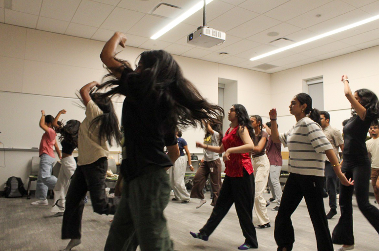 Rangeela getting their groove on during their dance workshop at Discovery Hall. Monday, September 8, 2025. Glassboro, Nj. - Contributor / Jordan Harris