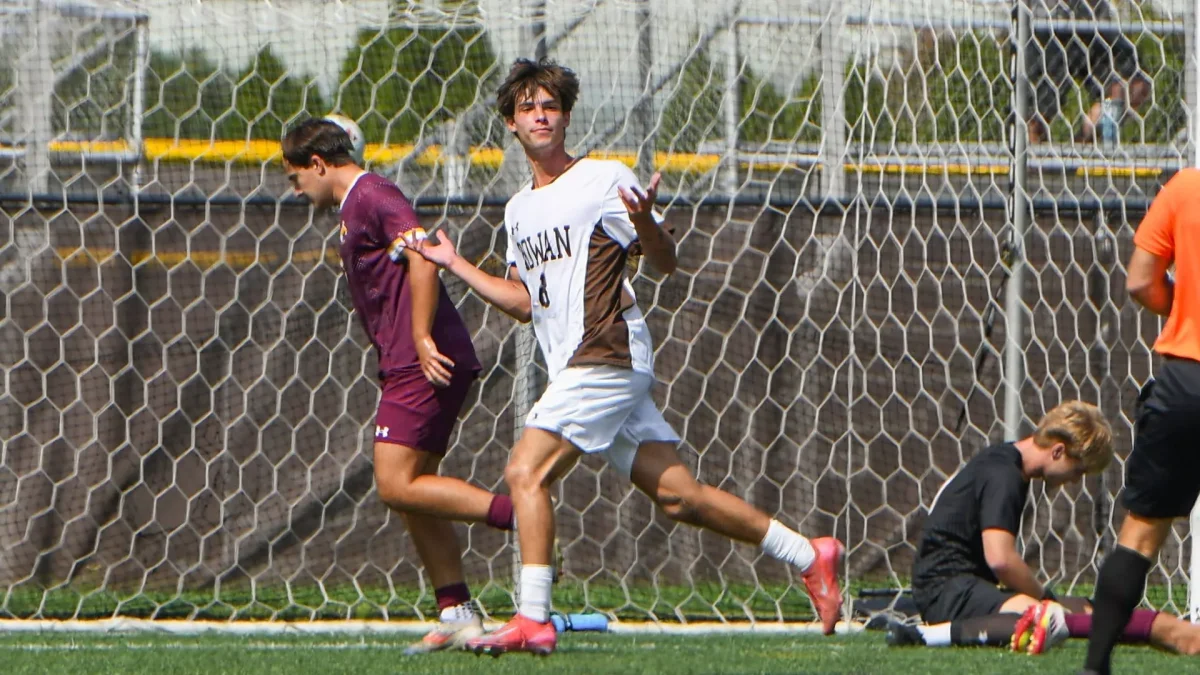 Christian McGillen celebrates after scoring a goal. McGillen scored two goals against Salisbury on Saturday. Glassboro, N.J. Saturday, September 20, 2025. 