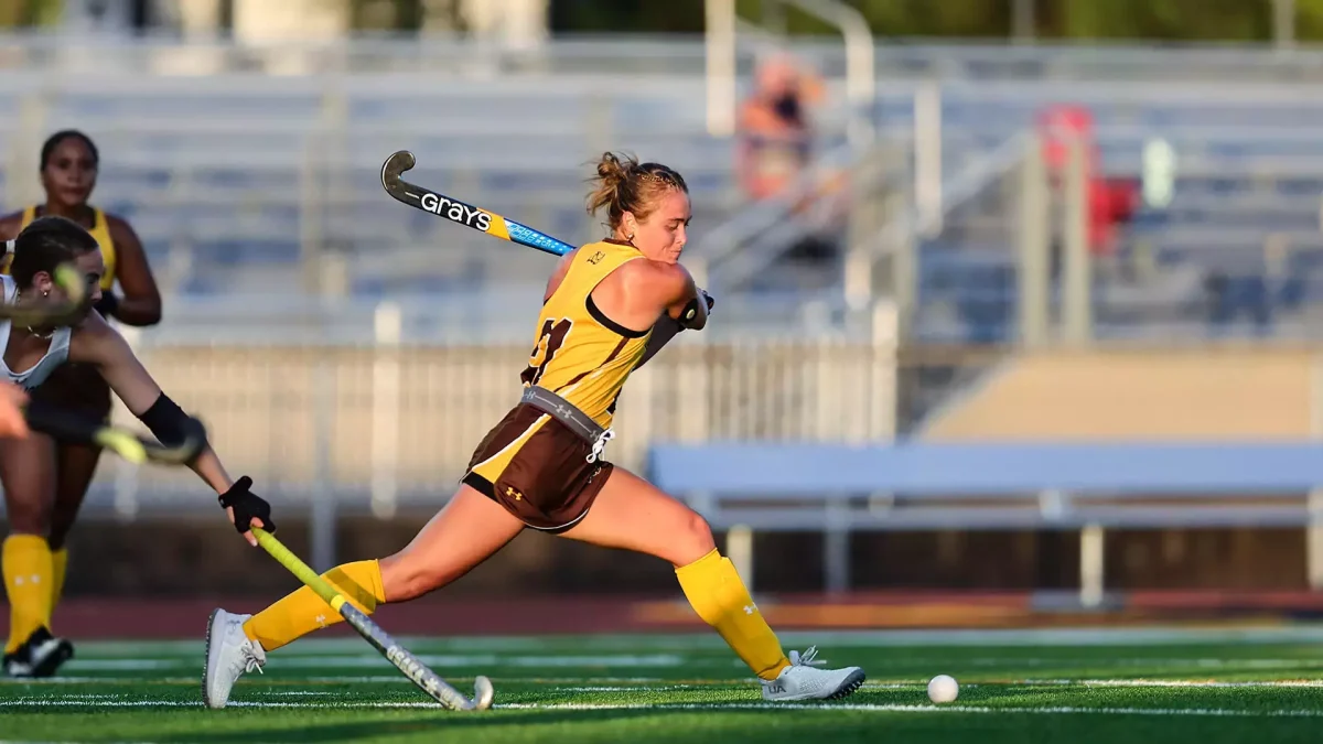 Sydney Kowalczyk gets ready to hit the ball. Kowalczyk scored the lone goal for the Profs against Stevens. (Rowan Athletics)