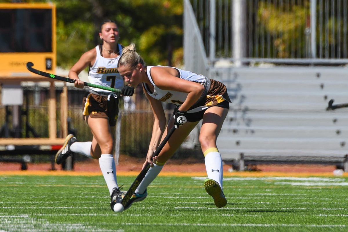 Mia Foti hits the ball. Foti's goal in the fourth quarter tied the game for the Profs. (Contributor / Trevor Miceli)