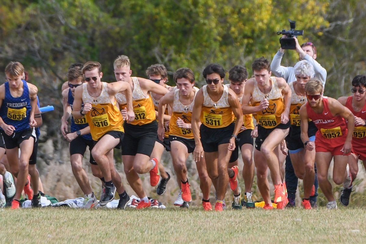 Rowan men's cross country starts their race at the Border Battle. The Profs will compete in the New Jersey Athletic Conference (NJAC) Championship this weekend. Logan Township N.J. Saturday, Oct. 18, 2025. (Sports Photographer / Trevor Miceli)