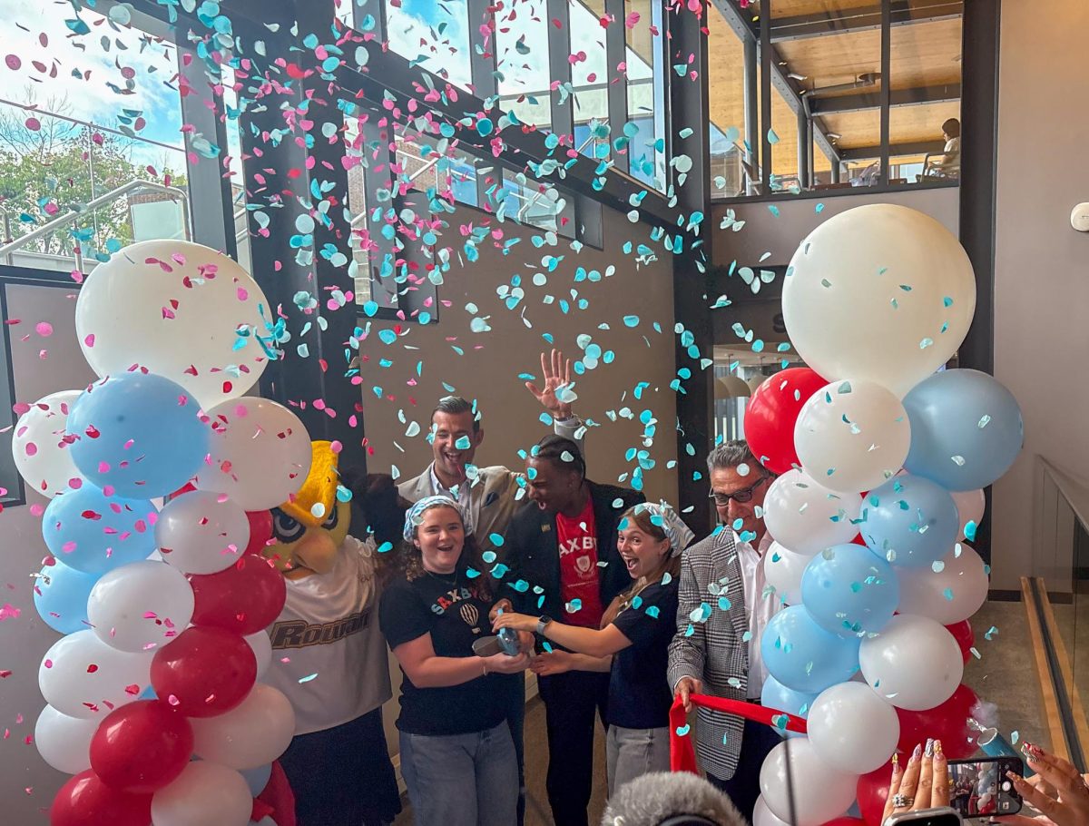 Confetti floats through the air shortly after the ribbon cutting of the new Saxbys cafe in the Student Center expansion. Tuesday, Oct. 7, 2025. Glassboro, N.J. (Mattie Mac Kay / Arts & Entertainment Editor)
