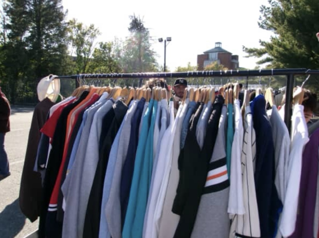 A clothing rack on display at the event. Glassboro, N.J. Wednesday, Oct. 1, 2025. (Hunter Finer)