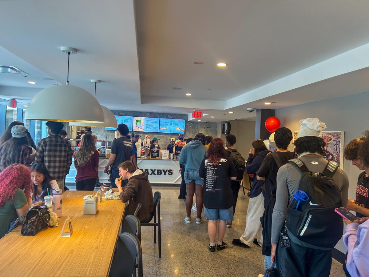 The line at the Student Center Saxbys following the grand opening ceremony. Tuesday, Oct. 7, 2025. Glassboro, NJ. (Photography Editor / Christopher Otto)