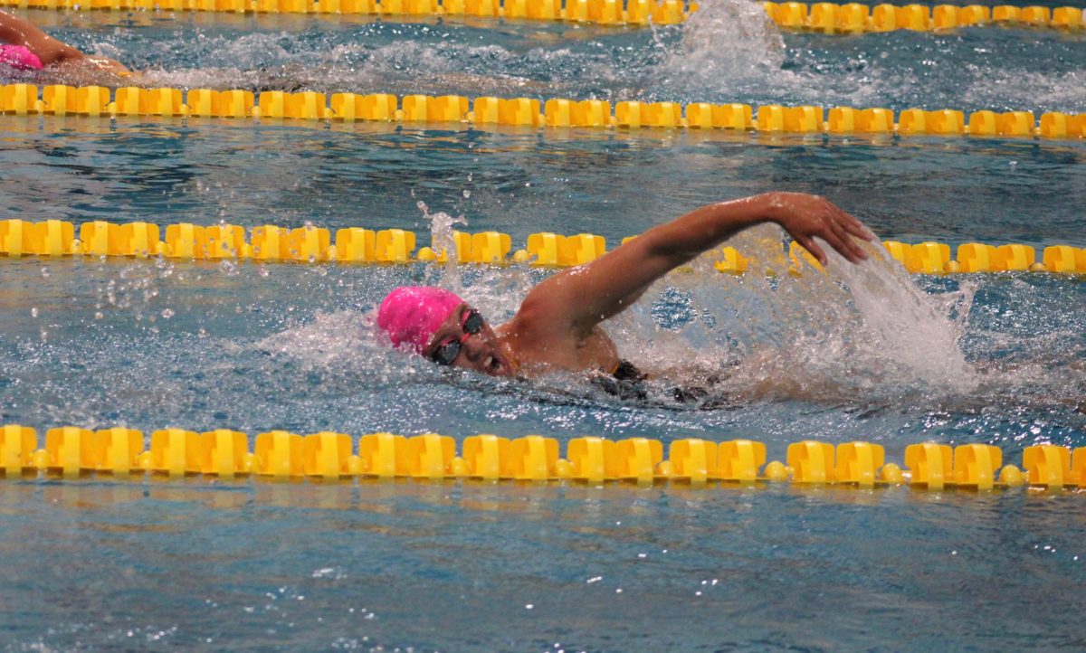 Kaitlyn Crouthamel competes in a race. Crouthamel placed first in three events against Stevens. Glassboro, N.J. Saturday, Oct. 11, 2025. (Contributor / Melanie Barahona)