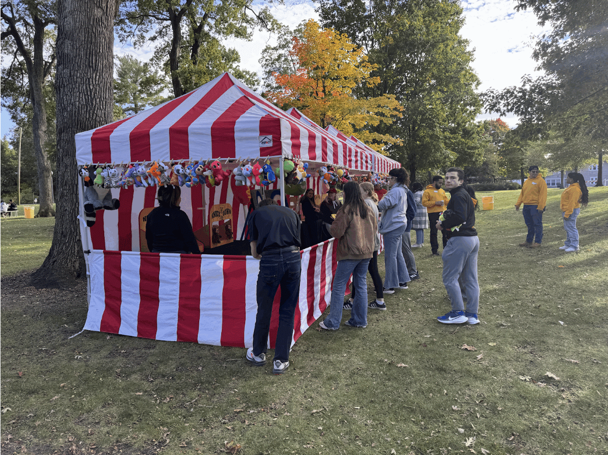 Students at the Harvest Festival play carnival games for prizes. Glassboro, N.J. Friday, Oct. 17, 2025. (Sarah Shockey)
