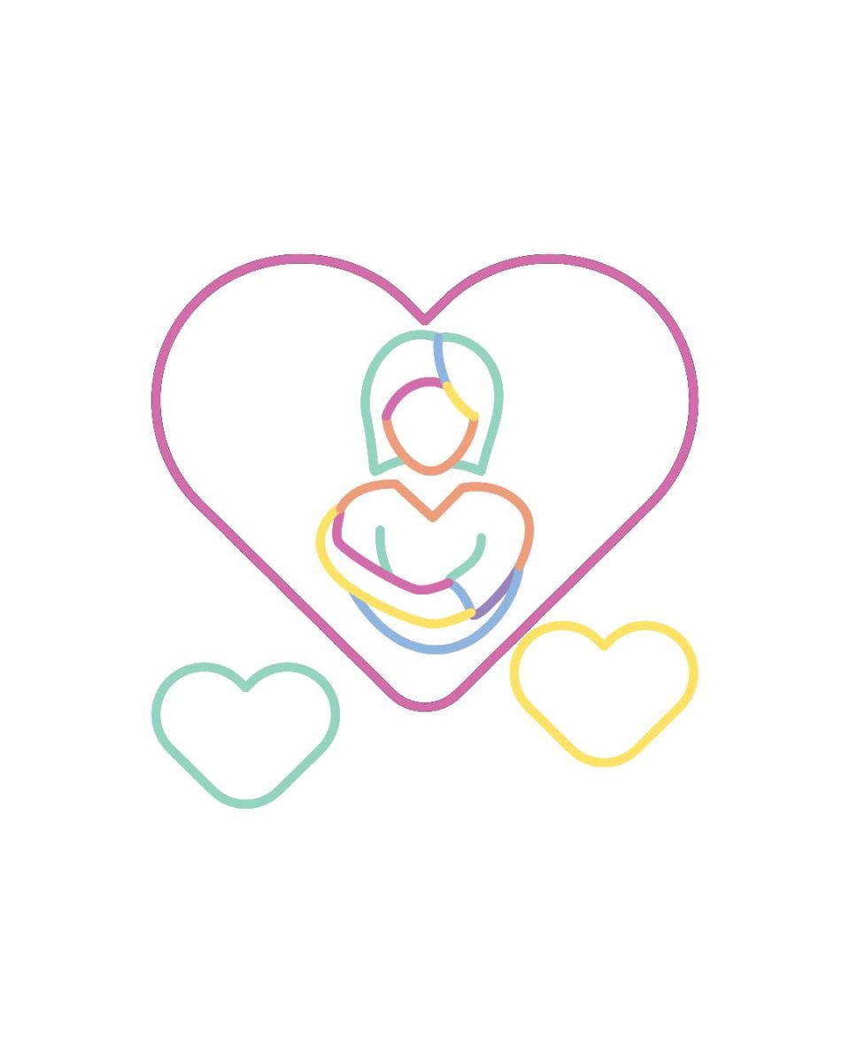 A stylized person inside a heart, with two smaller hearts to the left and right of it. (Alexander Cruz / Graphics Editor)